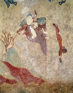Een duiker. (detail van fresco, 520-510 v.Chr.)