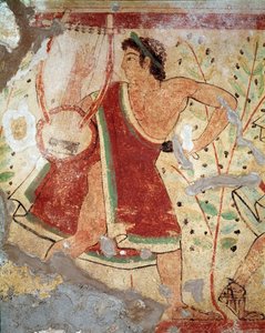 Een lier speler (Fresco, 520 v.Chr.) door Etruscan