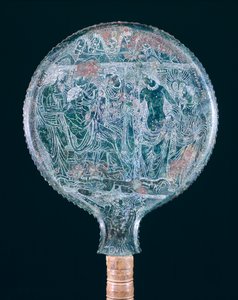 Gegraveerde bronzen spiegel, uit Todi (Umbrië)