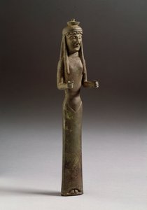 Etruskische kunst: figuur van offergever. Bronzen beeld, Italië 550 v.Chr. Florence, Museo Archeologico door Etruscan