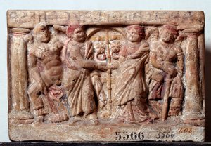 Terracotta urn uit Chiusi, Italië - 2e eeuw v.Chr. door Etruscan