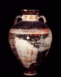 Etruskische beschaving: attic-amfoor van het type SOS, uit Cerveteri, necropolis van Monte Abatone, Italië - 675-625 v.Chr.