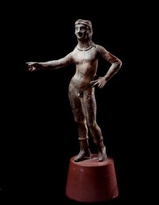 Etruskische beschaving: "de godheid van Culsans ontwerp" bronzen beeld, 3e eeuw v.Chr. uit Cortona, Italië door Etruscan