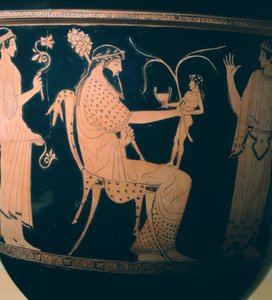 Krater (grote vaas) door de Altamura Schilder (detail) door Etruscan