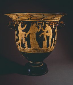 Krater (grote vaas) door de Nepi Schilder. Roodfigurige aardewerk uit Corchiano (Lazio). Etruskische Beschaving, 4e eeuw v.Chr. door Etruscan