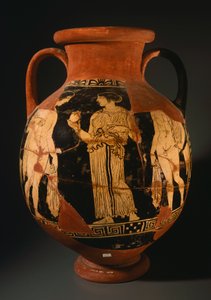 Pelike met meisje dat een granaatappel presenteert (gereconstrueerd) door Etruscan