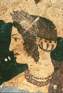 Portret van Velia Spurinna (detail) Fresco, 4e eeuw voor Christus door Etruscan