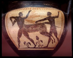 Terracotta krater met voorstelling van centauromachie, eind 6e eeuw v.Chr.