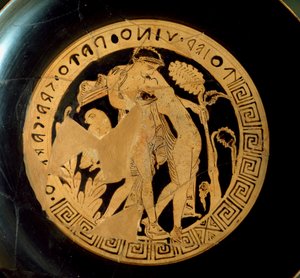 Etruskische beschaving: detail van een kylix die Ariadne en Dionysus voorstelt. Uit de Necropolis Falerii Veteres
