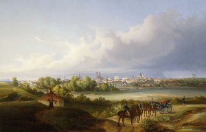 Een uitzicht op München en de Isar-rivier, 1838