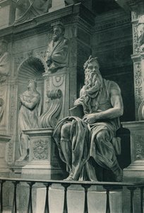 Mozes, sculptuur van Michelangelo in de Kerk van San Pietro in Vincoli, Rome, Italië, ca. 1926-1927