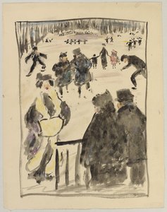 Winterlandschap (schaatsers op het ijs)