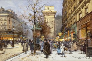 Figuren op Le Boulevard St. Denis bij schemering