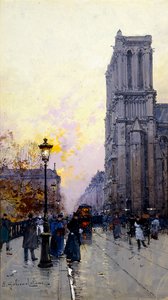 Notre Dame de Paris door Eugene Galien Laloue