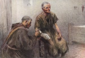 Broeder Bentivoglia verzorgt een melaatse