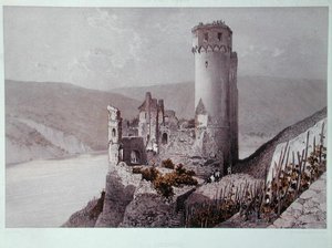 Schloss Ehrenfels in de Rijnvallei, c.1863