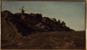 Uitzicht op Montmartre, circa 1848 door Eugene Antoine Samuel Lavieille