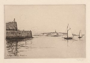 Saint-Malo gezien vanaf Dinard, 1914 door Eugene Bejot