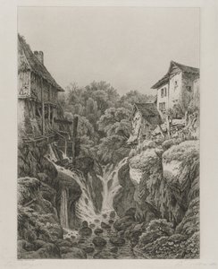 De Molen en Waterval van Grésy bij Aix-les-Bains door Eugene Bléry