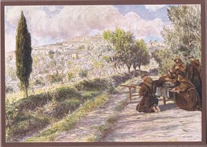 Sint Franciscus zegent de stad Assisi door Eugene Burnand