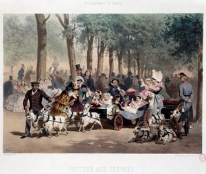 Wandeling met de auto in de Tuilerieëntuin in Parijs in de 19e eeuw