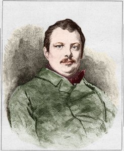 Portret van Honoré Balzac in 1830, Franse schrijver. Gravure door Eugène Chiquet door Eugene Chiquet
