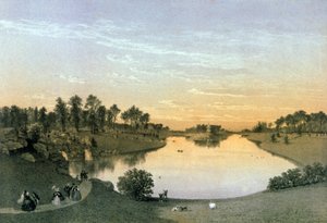 Meer in bois de Boulogne, c.1860 (gravure) door Eugene Ciceri