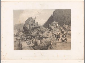 Reizigers op de pas van de Tête Noire tussen Martigny en Chamonix door Eugene Ciceri