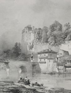Pittoreske en romantische reizen in het oude Frankrijk. Bretagne: Kasteel van Clisson door Eugene Ciceri
