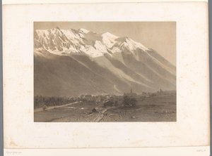 Zicht op Chamonix aan de voet van de Mont Blanc door Eugene Ciceri