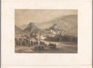 Zicht op Sion in het dal van de Rhône door Eugene Ciceri