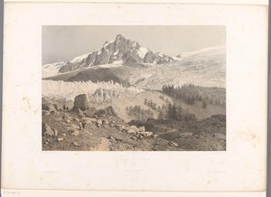 Zicht op de Bossons-gletsjer in de vallei van Chamonix door Eugene Ciceri