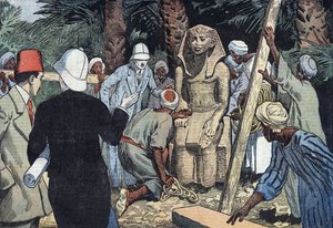 Ontdekt van het standbeeld van Sesostris III in 1862 door Eugene Damblans