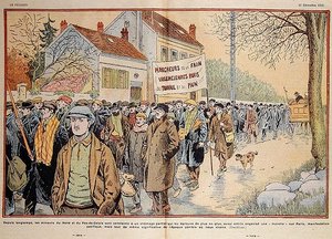 Werkloze mijnwerkers uit Noord-Frankrijk en de regio Pas-de-Calais marcheren naar Parijs, illustratie uit 