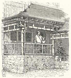 Oud Chinees huis gebouwd van bamboe door Eugene Emmanuel after Viollet le Duc