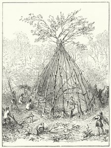 Vroegmenselijke woning door Eugene Emmanuel after Viollet le Duc