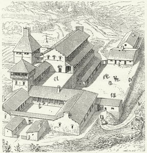 Merovingisch koninklijk paleis door Eugene Emmanuel after Viollet le Duc