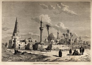 Het graf van Sheikh Omar, in Bagdad, tekening door Eugene Flandin, ter illustratie van zijn reis naar Mesopotamië in 1840-1842. Gravure in 