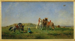Chasse au faucon en Algerie - Jagen met valken in ... door Eugène Fromentin