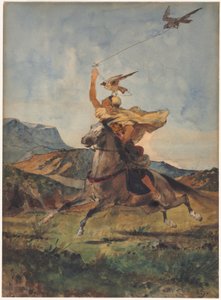 De valkenier (aquarel) door Eugène Fromentin