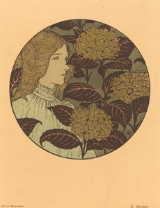 Rond portret van een meisje door Eugene Grasset
