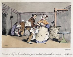 Boskarikatuur in een Frans café. door Eugene Hippolyte Forest