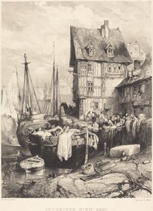 Interieur van een haven door Eugene Isabey
