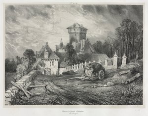 Schilderachtige en romantische reizen in het oude Frankrijk: Auvergne (vol. II): Pesteil Kasteel in Polminhac, Plaat 202 door Eugene Isabey