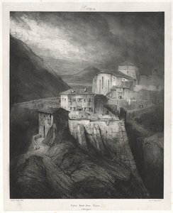 Pittoreske en Romantische Reizen in Oud Frankrijk: Auvergne vol. II: St. Johanneskerk, Thiers, Plaat door Eugene Isabey