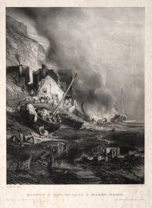Zes marines: Radoub van een boot bij eb, 1833 door Eugene Isabey