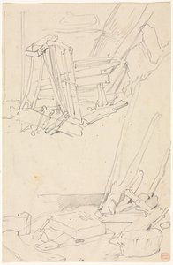 Studies van Hout en Boerderijgereedschap door Eugene Isabey