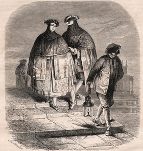 De Lantaarn Deur in Venetië in de 18e eeuw - Tekening door Viollat door Gaetano Zompini (1700-1778) - De Beroepen van Venetië door Eugene Joseph (after) Viollat