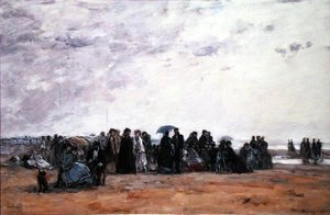 Een badplaats aan zee door Eugene Louis Boudin