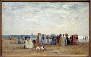 Baders op het strand van Trouville, Calvados